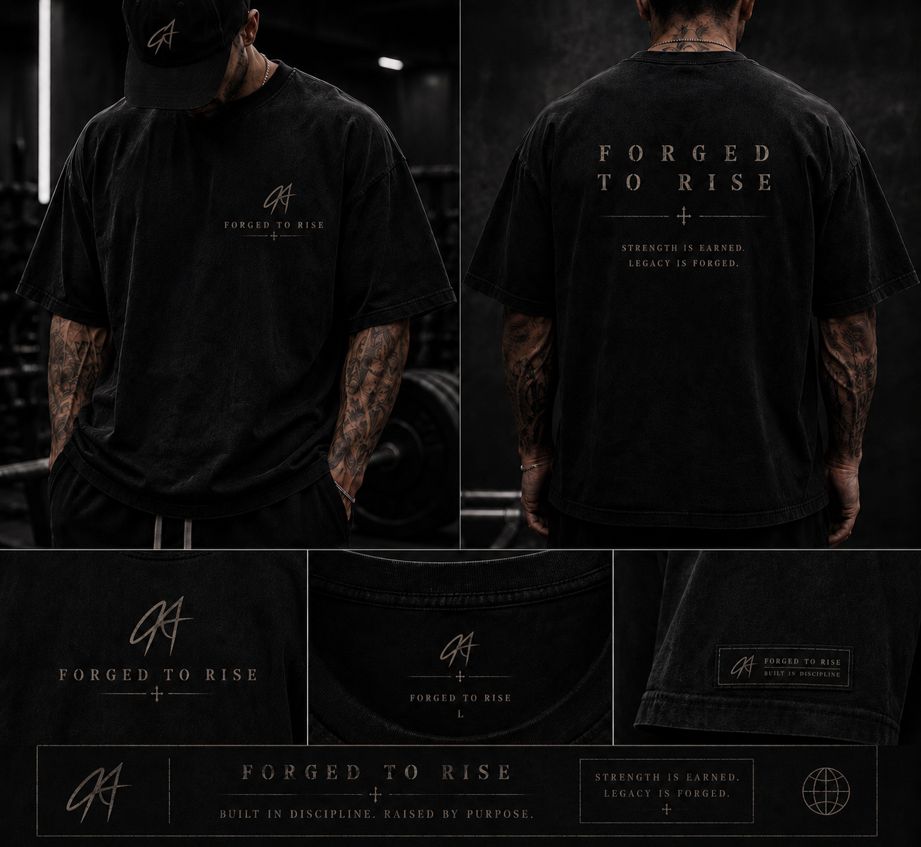 Strength Is Earned Tee - lifestyle front and back